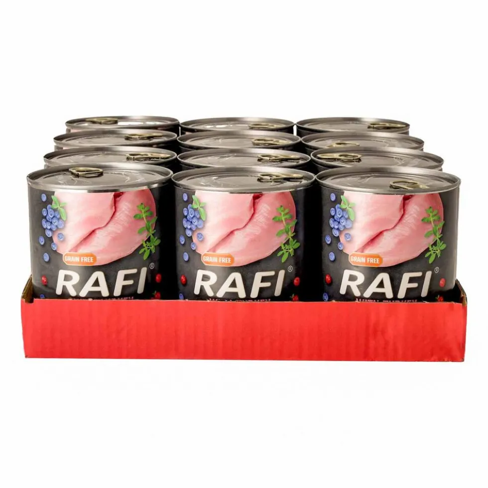 Karma dla psa Rafi, z indykiem, borówką i żurawiną, mokra, 12 x 800 g