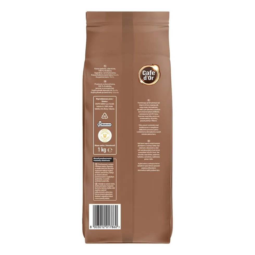 Kawa ziarnista Cafe D'or Crema, 100% Arabica, 1 kg