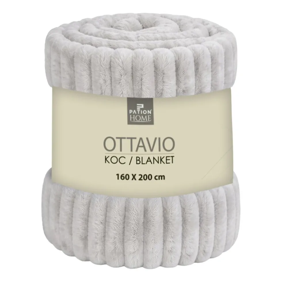 Koc 160 x 200 cm Pation Home Ottavio, 300 gsm, jasnoszary