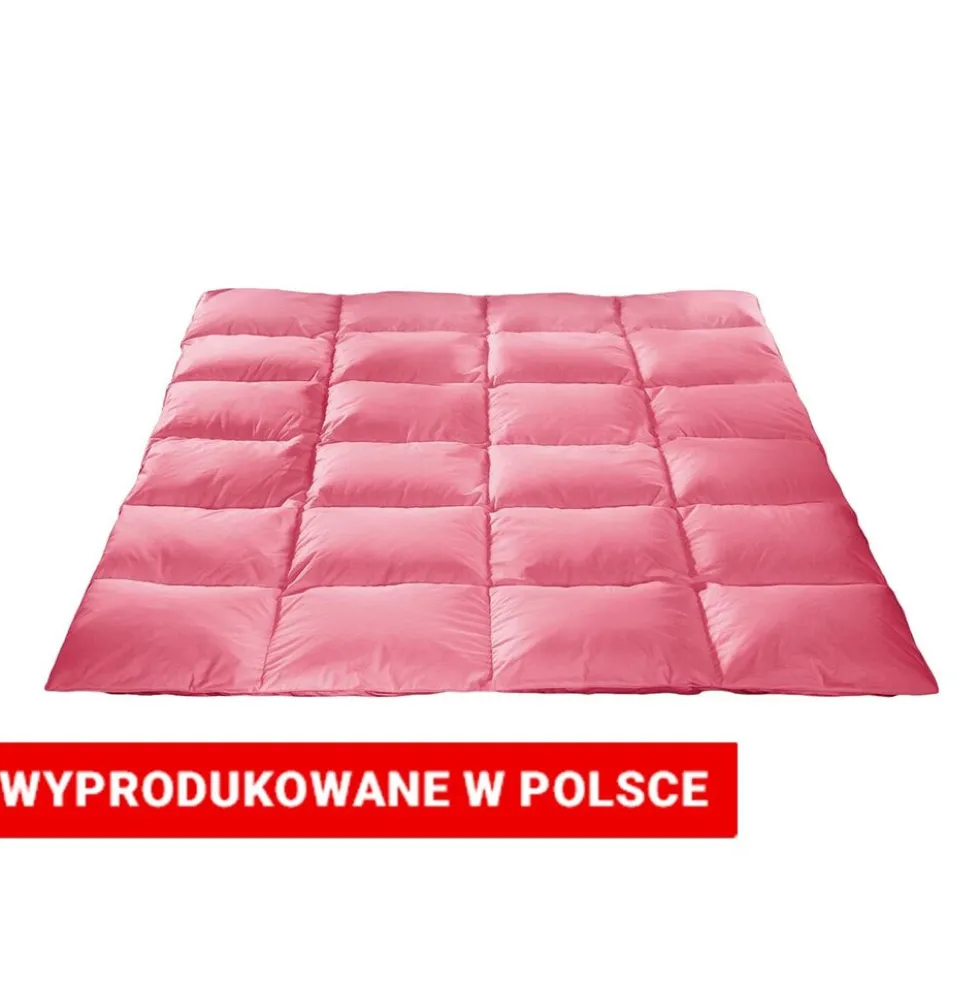 Kołdra Pierze 220 x 200 cm AMW, kacze pierze i puch, różowa