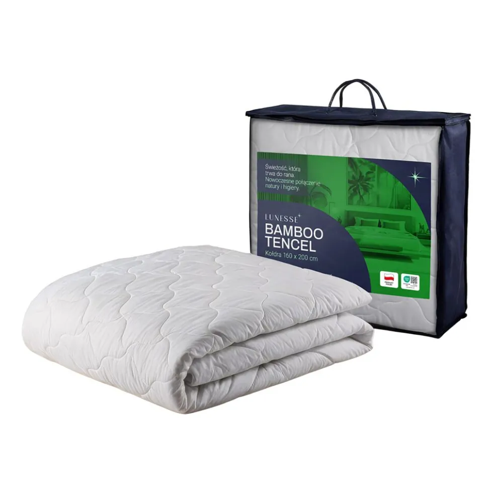Kołdra 220 x 200 cm Lunesse Bamboo Tencel, biała