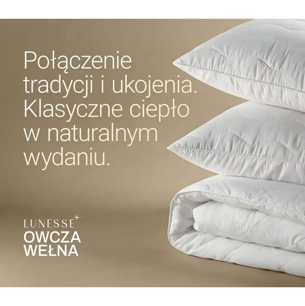 Kołdra 160 x 200 cm Lunesse Owcza Wełna, biała