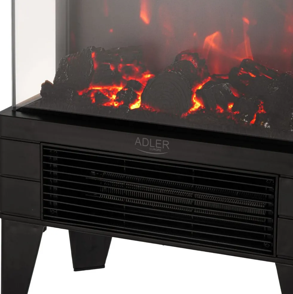 Kominek elektryczny LED Adler AD7755, z pilotem, 2 moce grzania, 1000 W/2000 W