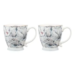 Komplet 2 filiżanek na stopce Altom Design, 420 ml, magnolia błękit