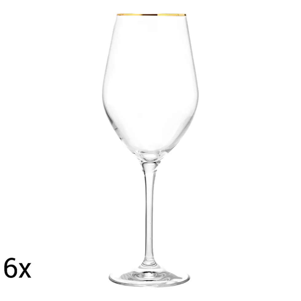 Komplet 6 kieliszków Krosno Splendour Gold, do wina, 460 ml