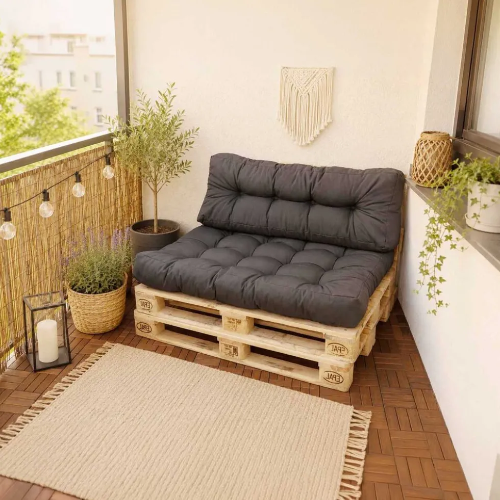 Komplet 2 poduszek ogrodowych na paletę Sun Garden, antracytowe