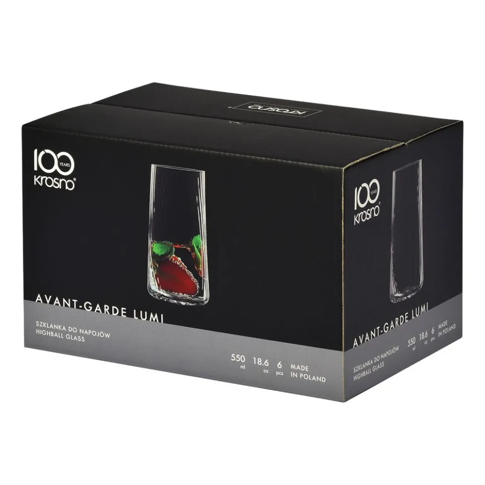 Komplet 6 szklanek do napojów Krosno Avant-Garde Lumi, 550 ml