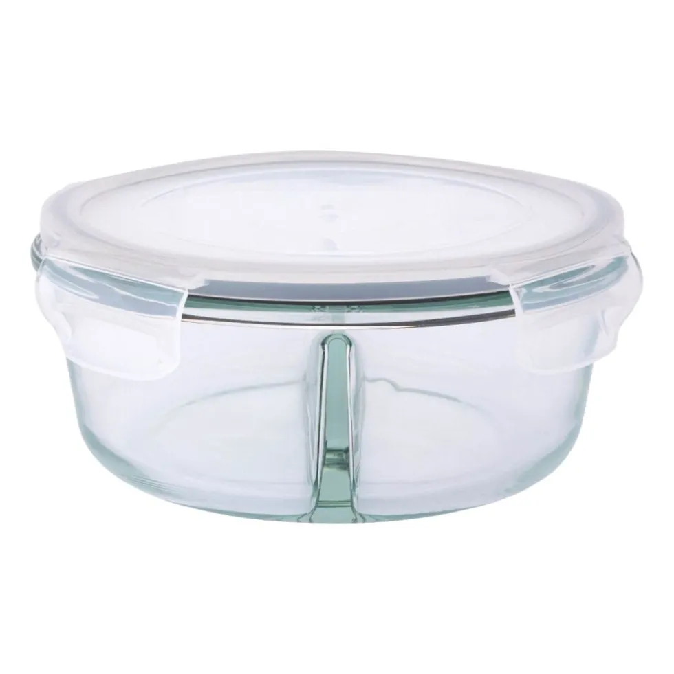 Komplet 2 szklanych pojemników Altom Design, 950 ml, 2 komory, okrągłe