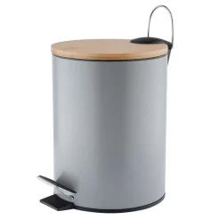 Kosz na śmieci Altom Design, 3 l, z bambusową pokrywką i pedałem, szary