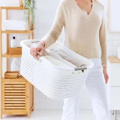 Kosz na pranie Rotho Country, 40 L, biały