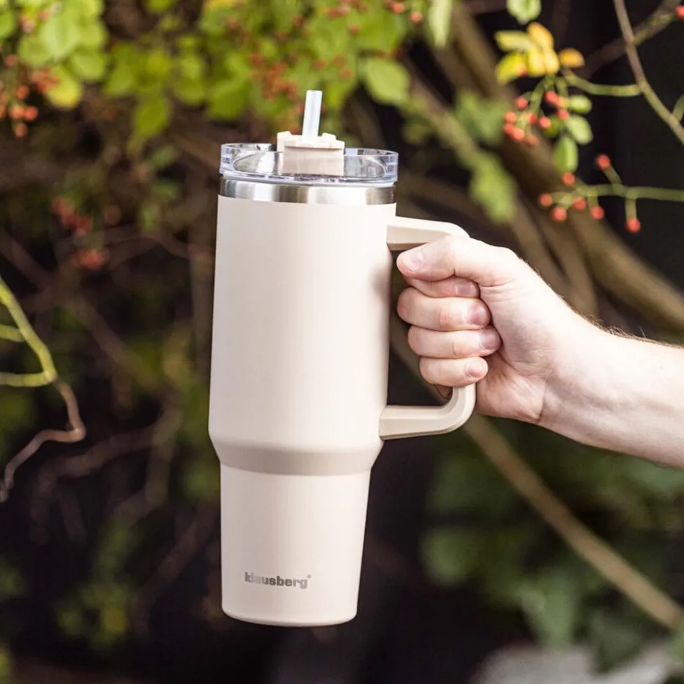 Kubek termczny z pokrywką Klausberg, 1,1 l, beżowy