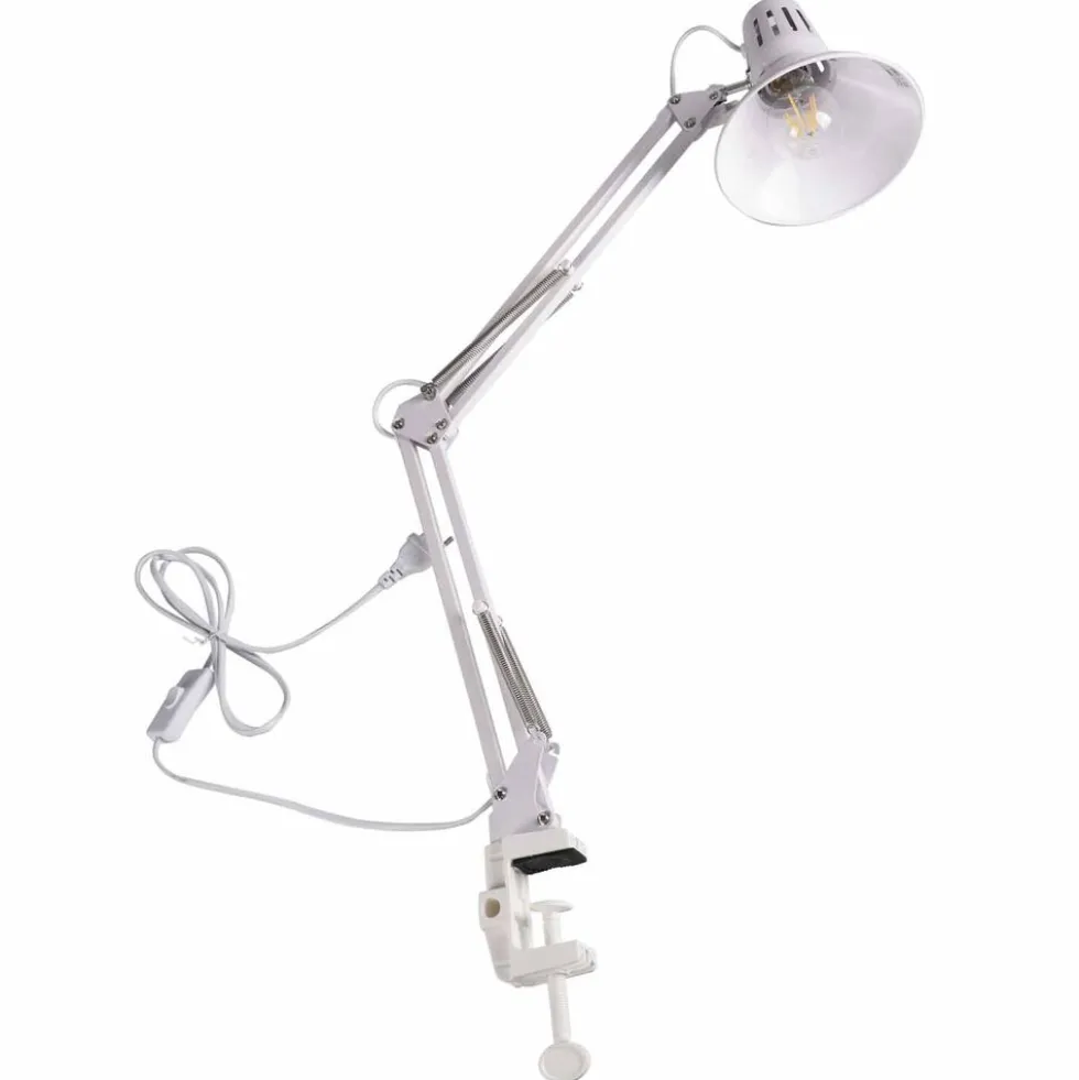 Lampa biurkowa Sanico Goldlux Worker, E27, mocowana do blatu, biała