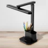 Lampa biurkowa Sanico Goldlux Bari LED, 4000K, z przybornikiem i podstawką na telefon, czarna