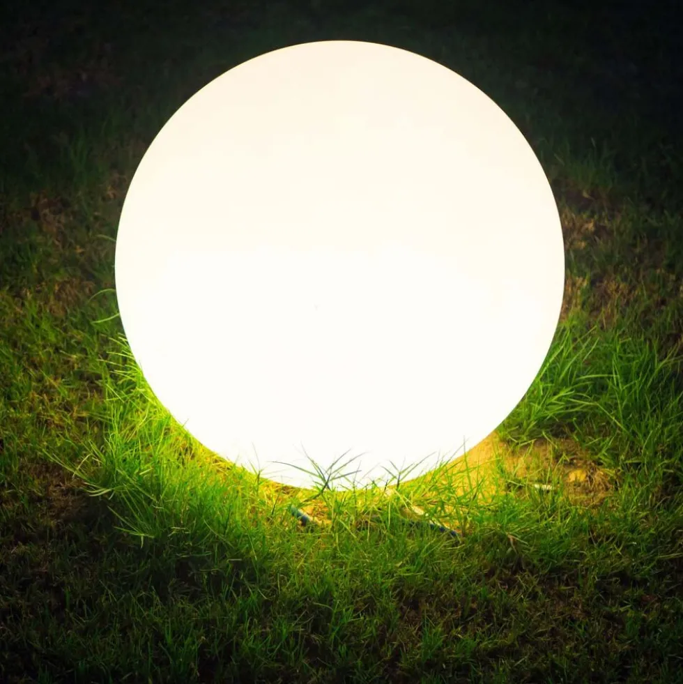 Lampa ogrodowa 40 cm, kula, E27, biała
