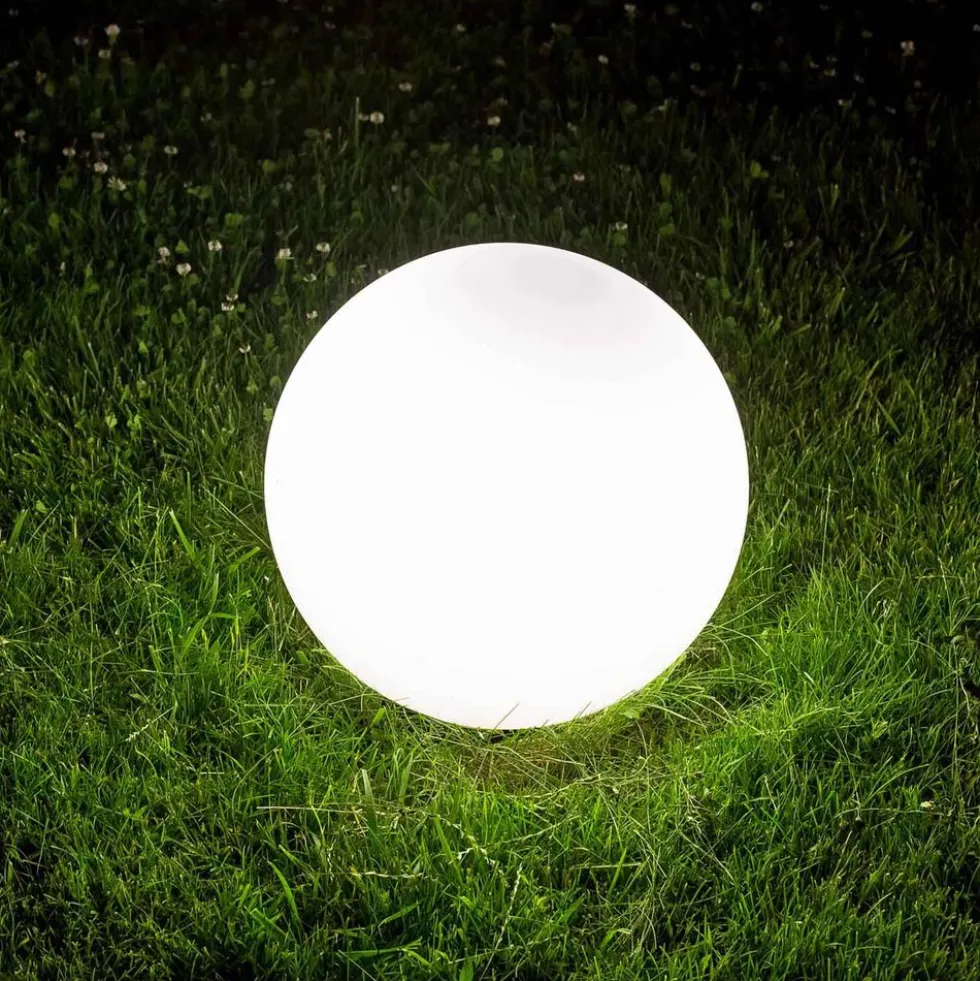 Lampa ogrodowa 40 cm, kula, E27, biała