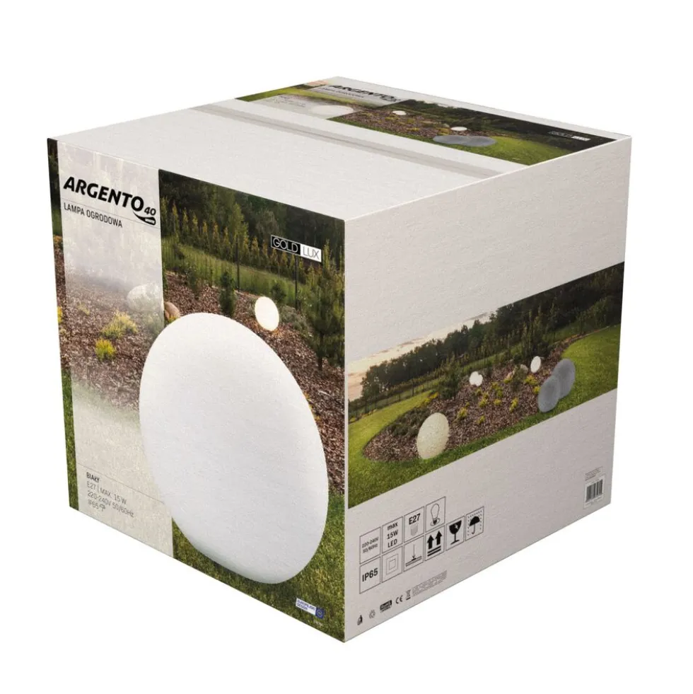 Lampa ogrodowa 40 cm, kula, E27, biała