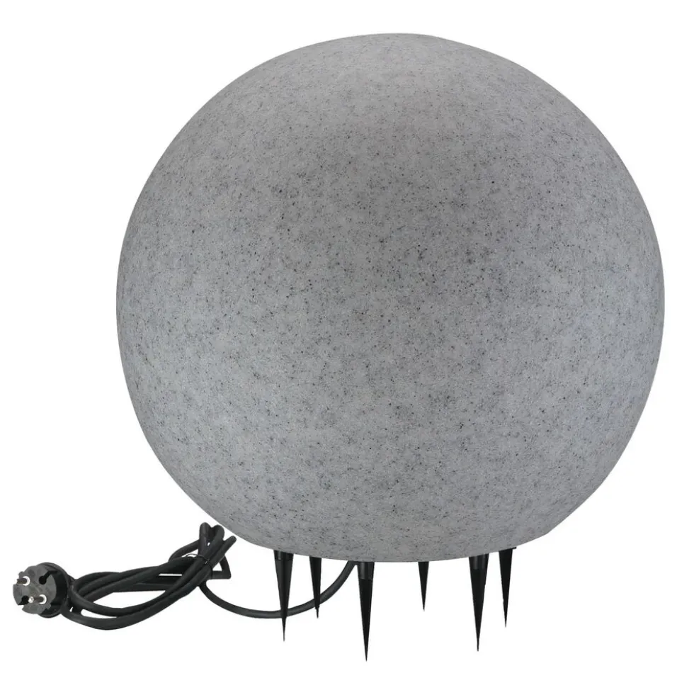 Lampa ogrodowa 40 cm, kula, E27, szara