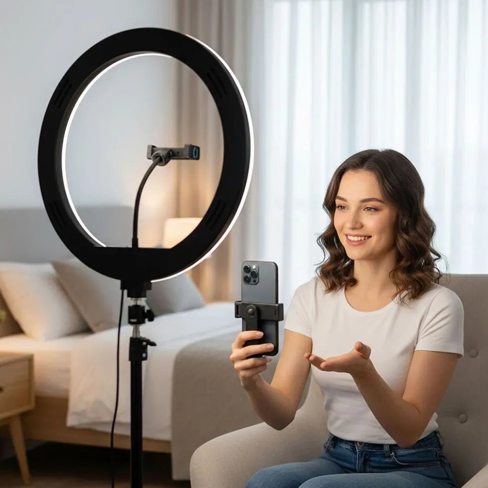 Lampa podłogowa LED Sanico Goldlux, do selfie, 36 cm, USB