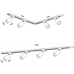Lampa sufitowa Milagro Pipe Track 4 x GU10, na szynie, 1,5 m, biały