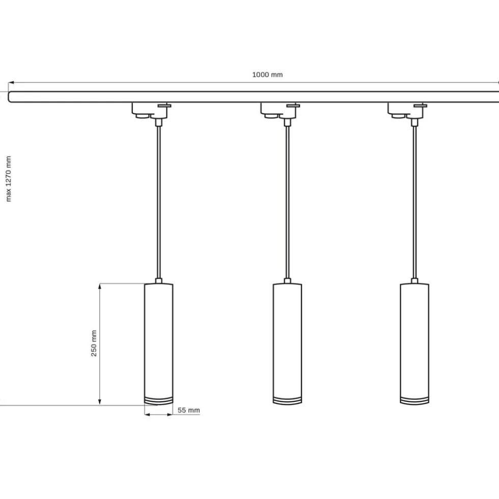 Lampa sufitowa wisząca Sanico Goldlux Paris, na szynie, 3 x 10GU, 1 m, czarna