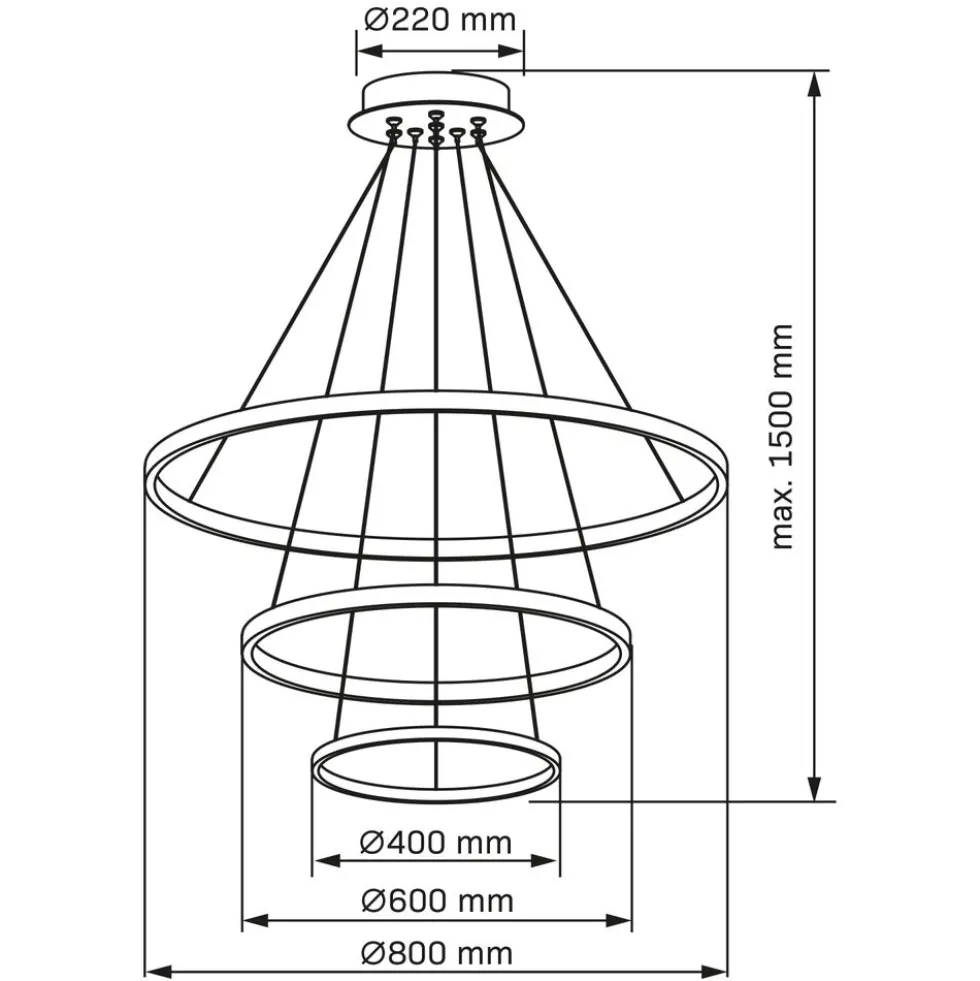 Lampa wisząca LED Sanico Goldlux Lea 3, 60 W, 4000K, srebrna