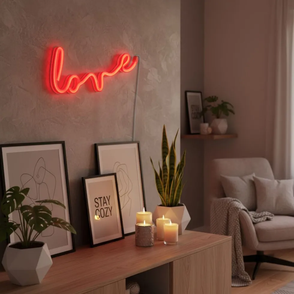 Lampka dekoracyjna LED Sanico Goldlux, neon love
