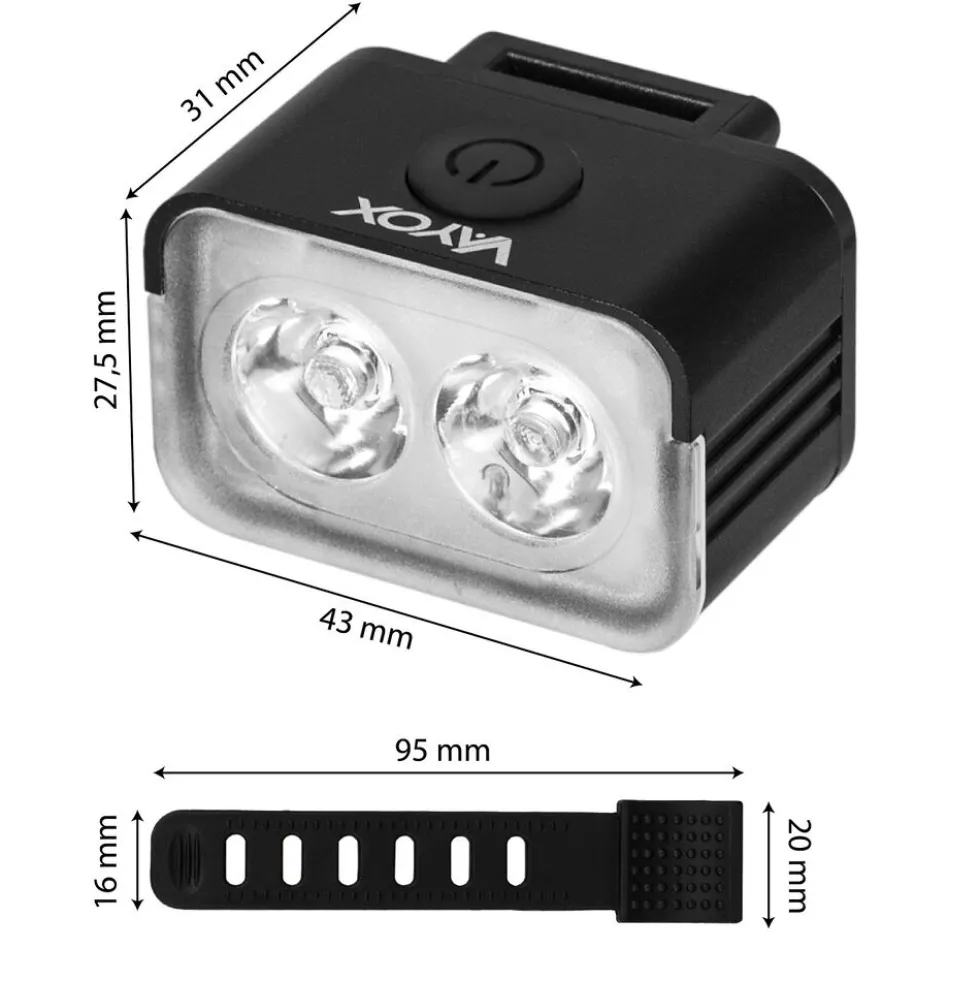Lampka rowerowa przednia Vayox VA0153, 300 lm, akumulatorowa