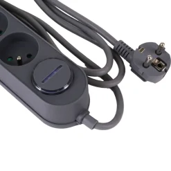 Listwa zasilająca Hykker, z USB, 1,5 m, 5 gniazd, szara