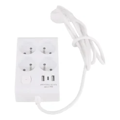 Listwa zasilająca z wyłącznikiem Hykker, 4 gniazda, 2 x USB-A, USB-C, biała