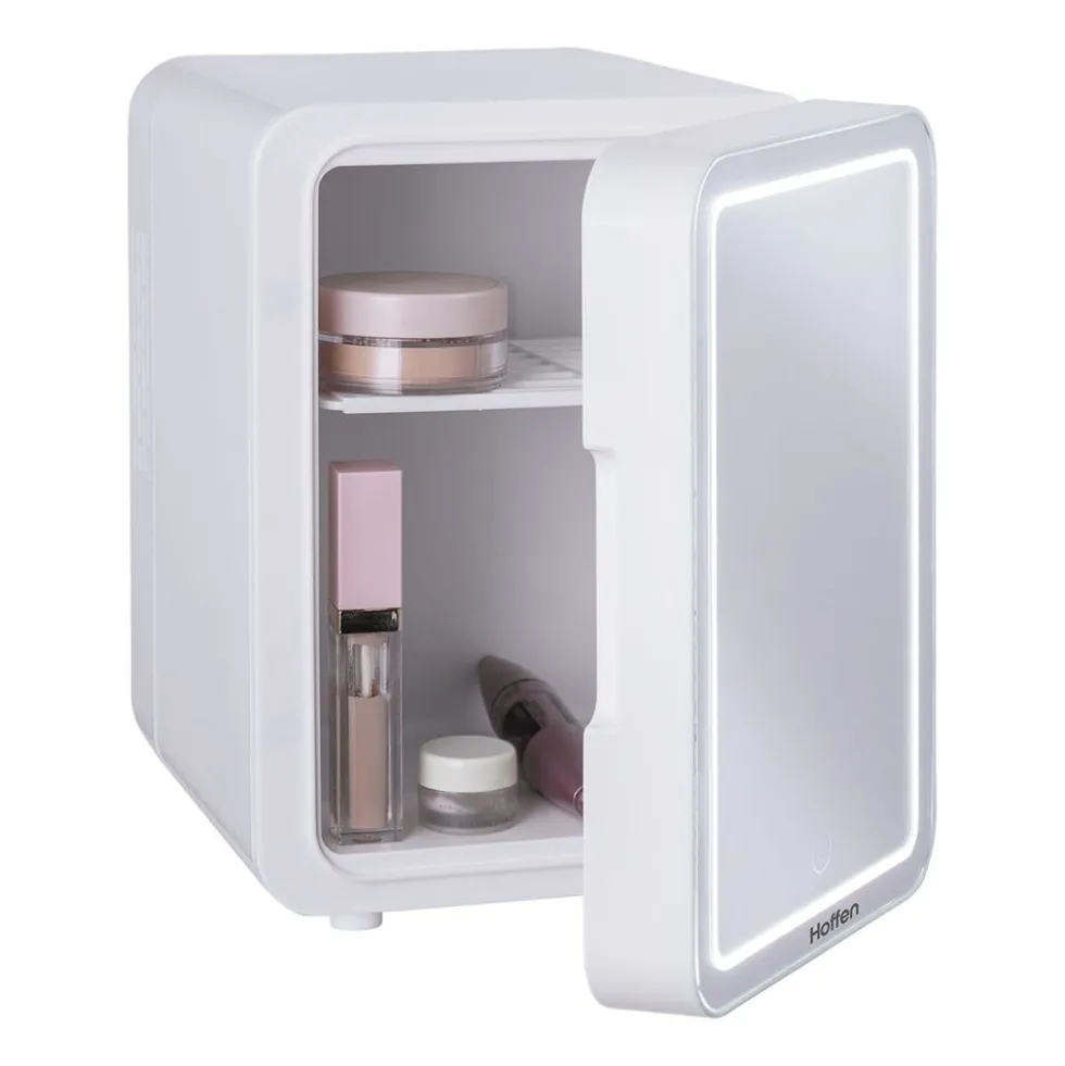 Lodówka kosmetyczna Hoffen, 4 l, 36 W, z lustrem LED, biała