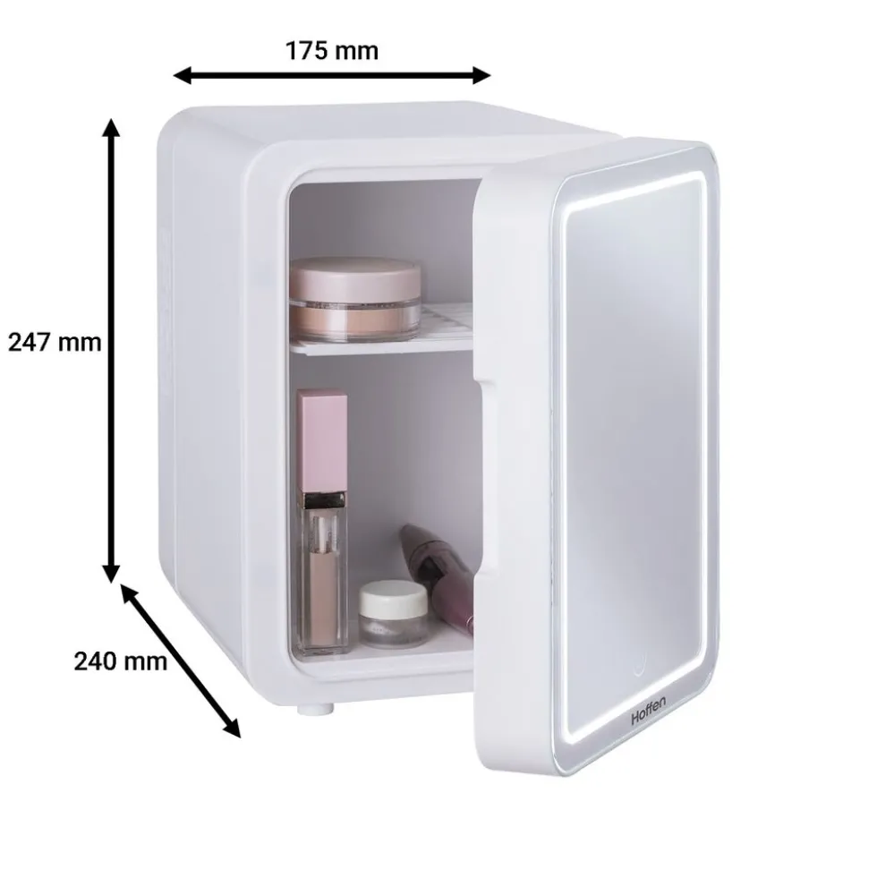 Lodówka kosmetyczna Hoffen, 4 l, 36 W, z lustrem LED, biała