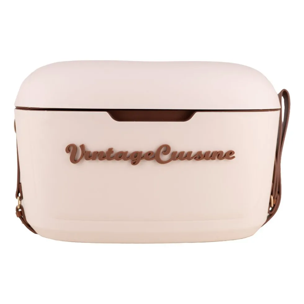Lodówka turystyczna Vintage Cuisine, 18,8 l, z paskiem do przenoszenia, beżowa