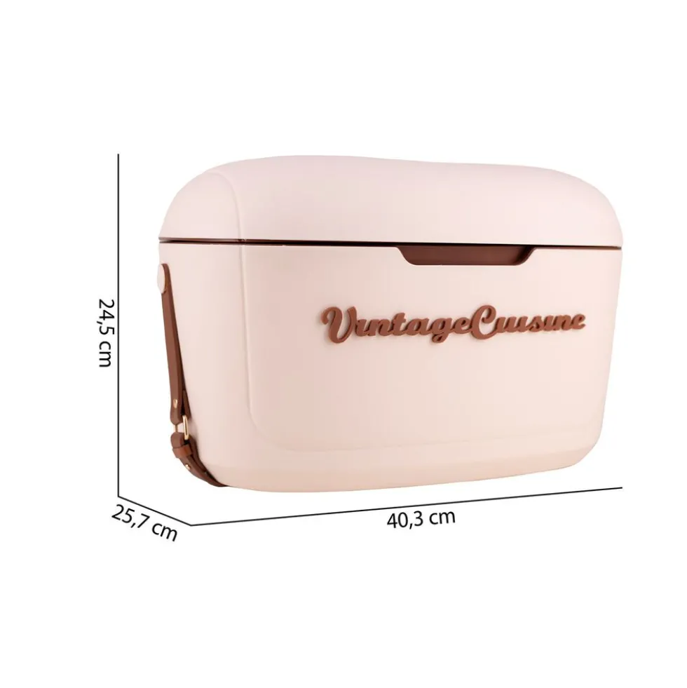 Lodówka turystyczna Vintage Cuisine, 18,8 l, z paskiem do przenoszenia, beżowa