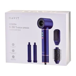 Lokówko-suszarka Multistyler Havit HD634, 1300 W, 4 końcówki, niebieska