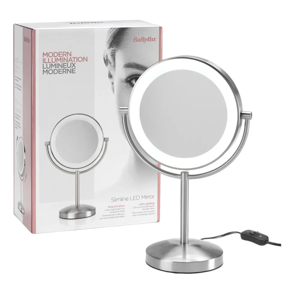 Lusterko kosmetyczne LED Babyliss Slimline, dwustronne, z oświetleniem LED