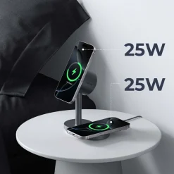 Magnetyczna ładowarka bezprzewodowa 2 w 1 Aukey LC-MC213, QI2.2, 25 W