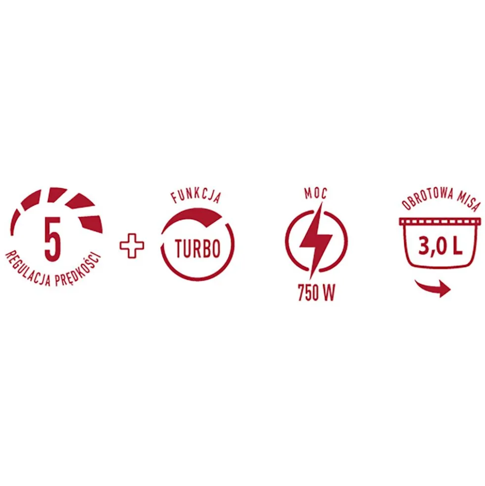 Mikser z misą obrotową MPM MMR-20Z/C, 3 l, 750 W, czarny
