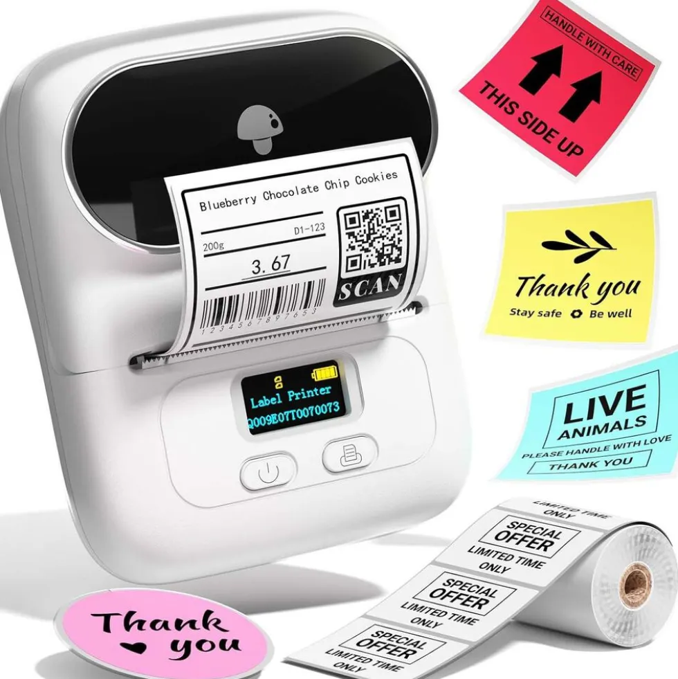 Mini drukarka etykiet Extralink, biała, Bluetooth