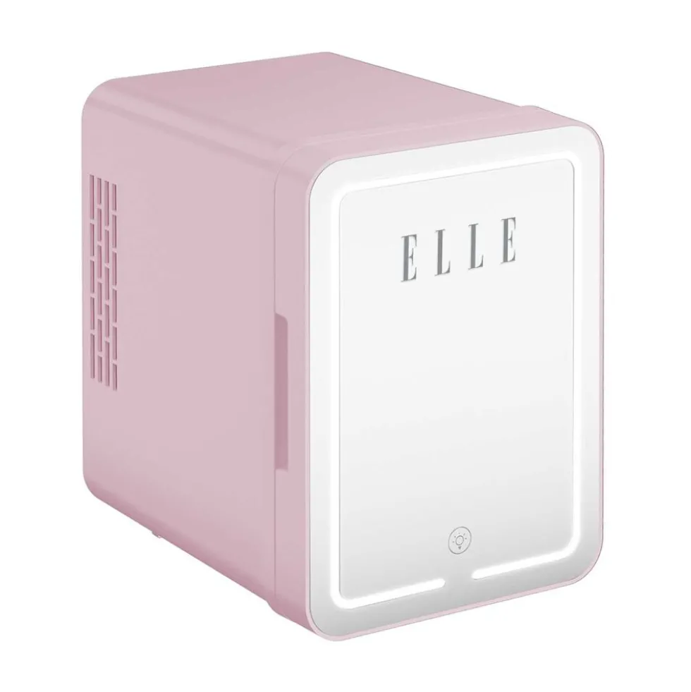 Minilodówka na kosmetyki Elle Home, z lusterkiem LED, 4 l, różowa
