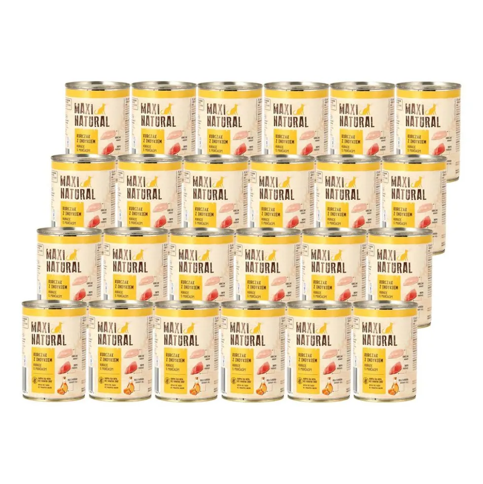 Mokra karma dla kotów Maxi Natural, kurczak z indykiem, 24 x 400 g