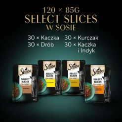 Mokra karma dla kotów Sheba Selection Drobiowe Smaki, w sosie, 120 x 85 g
