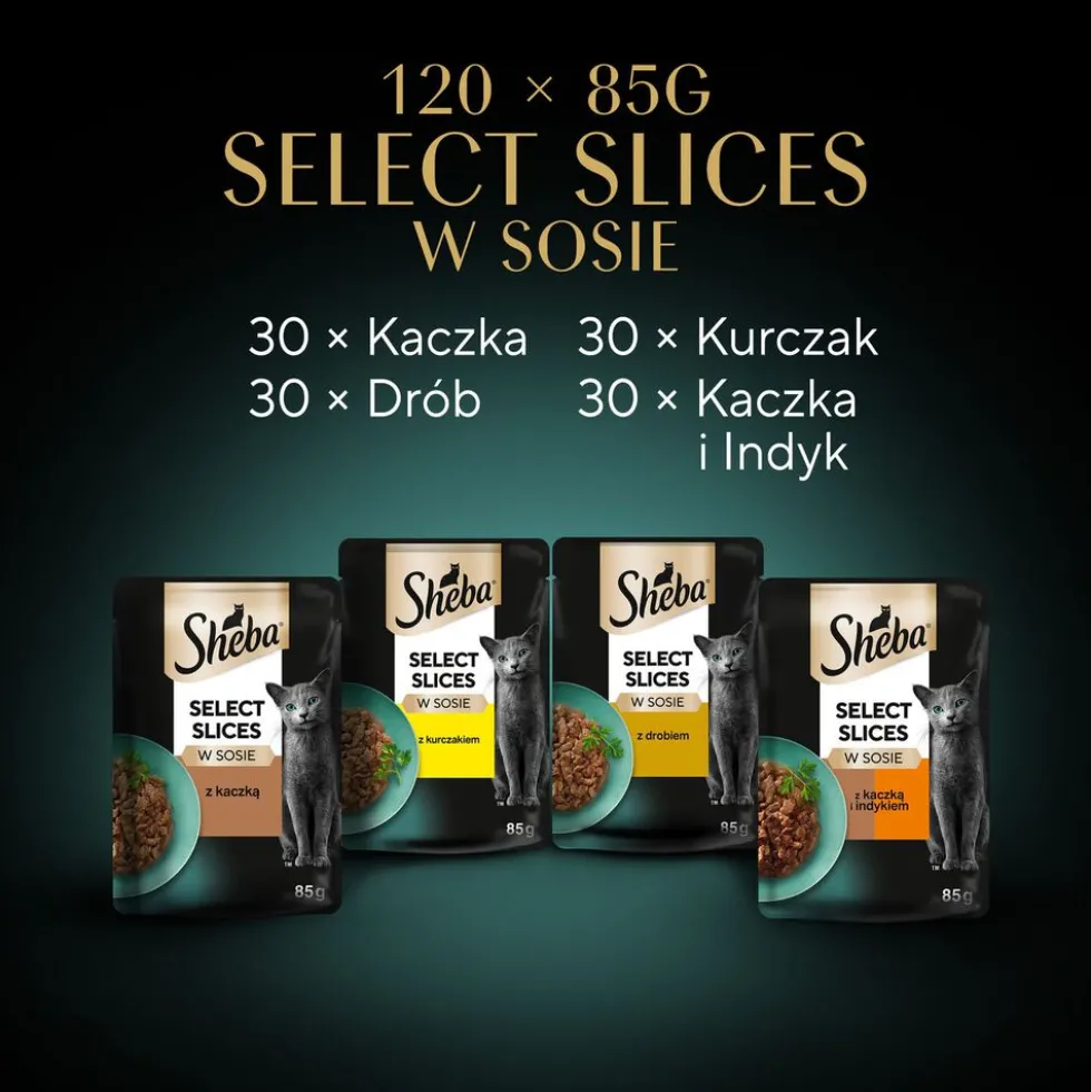 Mokra karma dla kotów Sheba Selection Drobiowe Smaki, w sosie, 120 x 85 g