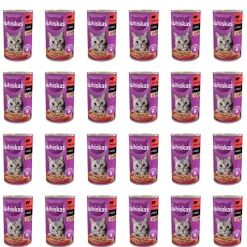 Mokra karma Whiskas, dla dorosłych kotów, z wołowiną, 24 x 400 g