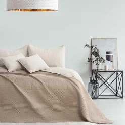 Narzuta na łóżko dwustronna 200 x 220 cm Restilo Softa, beżowa