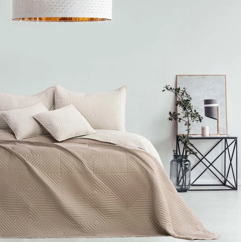 Narzuta na łóżko dwustronna 200 x 220 cm Restilo Softa, beżowa
