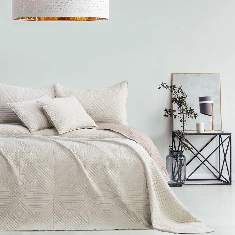 Narzuta na łóżko dwustronna 200 x 220 cm Restilo Softa, beżowa