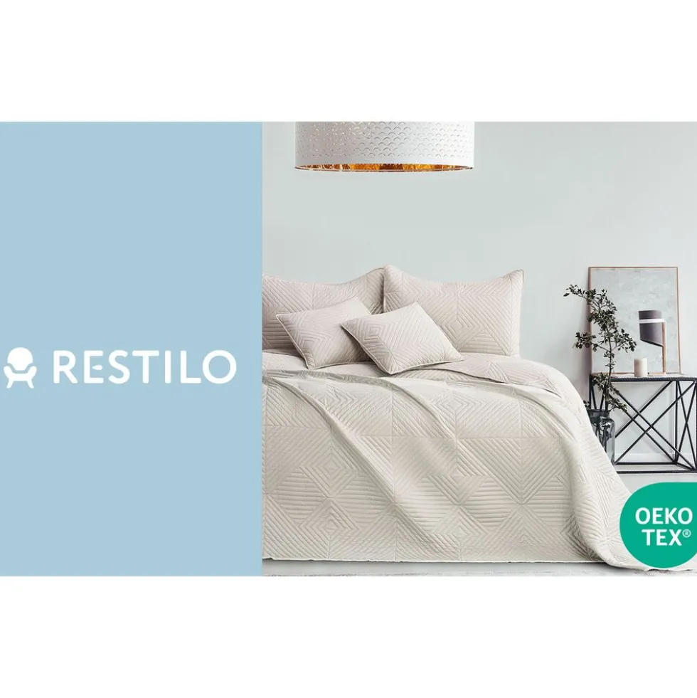 Narzuta na łóżko dwustronna 200 x 220 cm Restilo Softa, kremowa