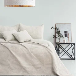 Narzuta na łóżko dwustronna 200 x 220 cm Restilo Softa, kremowa