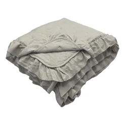 Narzuta na łóżko pikowana 200 x 220 cm Smukee Home, z falbanką, beżowa