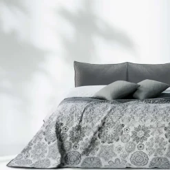 Narzuta na łóżko z mikrofibry 200 x 220 cm Restilo Alhambra, szara